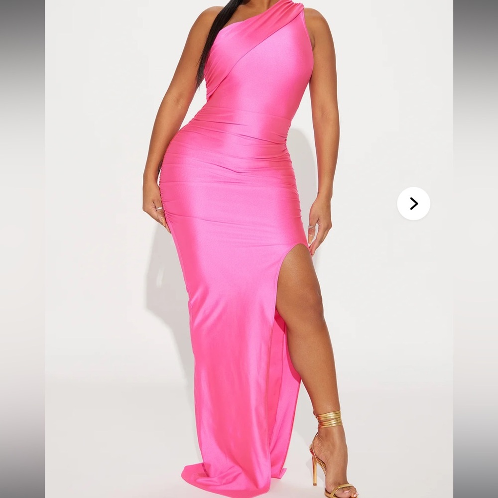 Fashion Nova Charlotte ruched  gown  maxi dress in hot pink